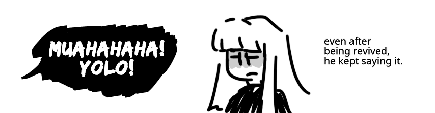 Harumi looks in concern as Garmadon speaks from offscreen: MUAHAHAHA! YOLO! Narration: Even after being revived, he kept saying it.